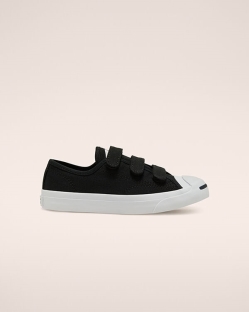 Converse Easy-On Jack Purcell Lány Rövidszárú Fekete/Fehér | YGKVZFD-HU